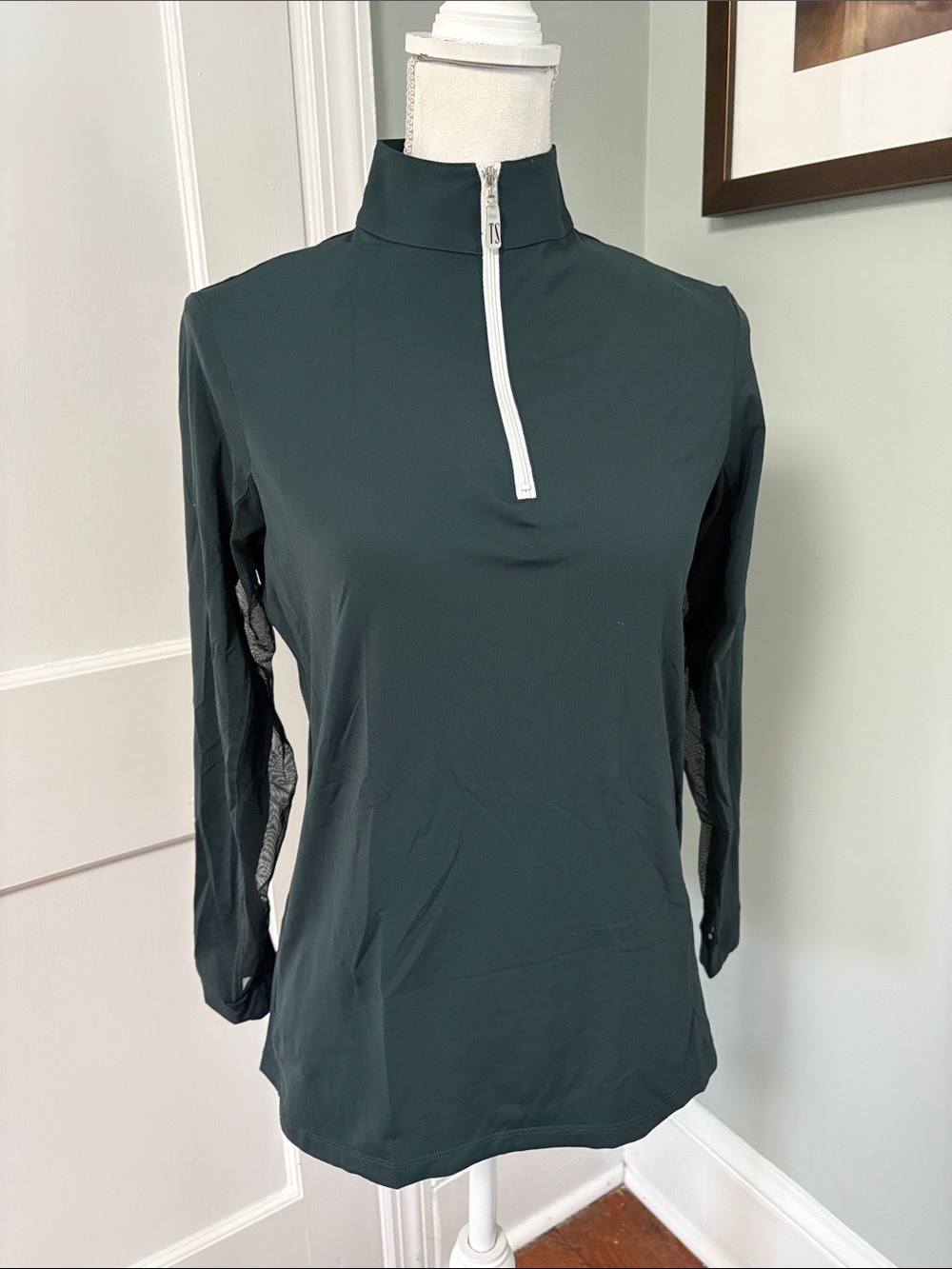 The Tailored Sportsman Deep Green Quarter-Zip Pullover Sun Shirt Medium